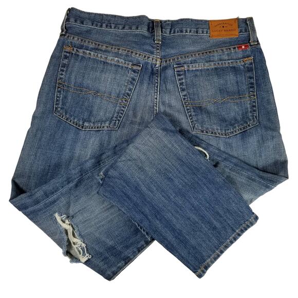 Lucky Brand Button Fly Bootcut Dylan Boyfriend Vintage Distressed Jeans  4 - Picture 4 of 5